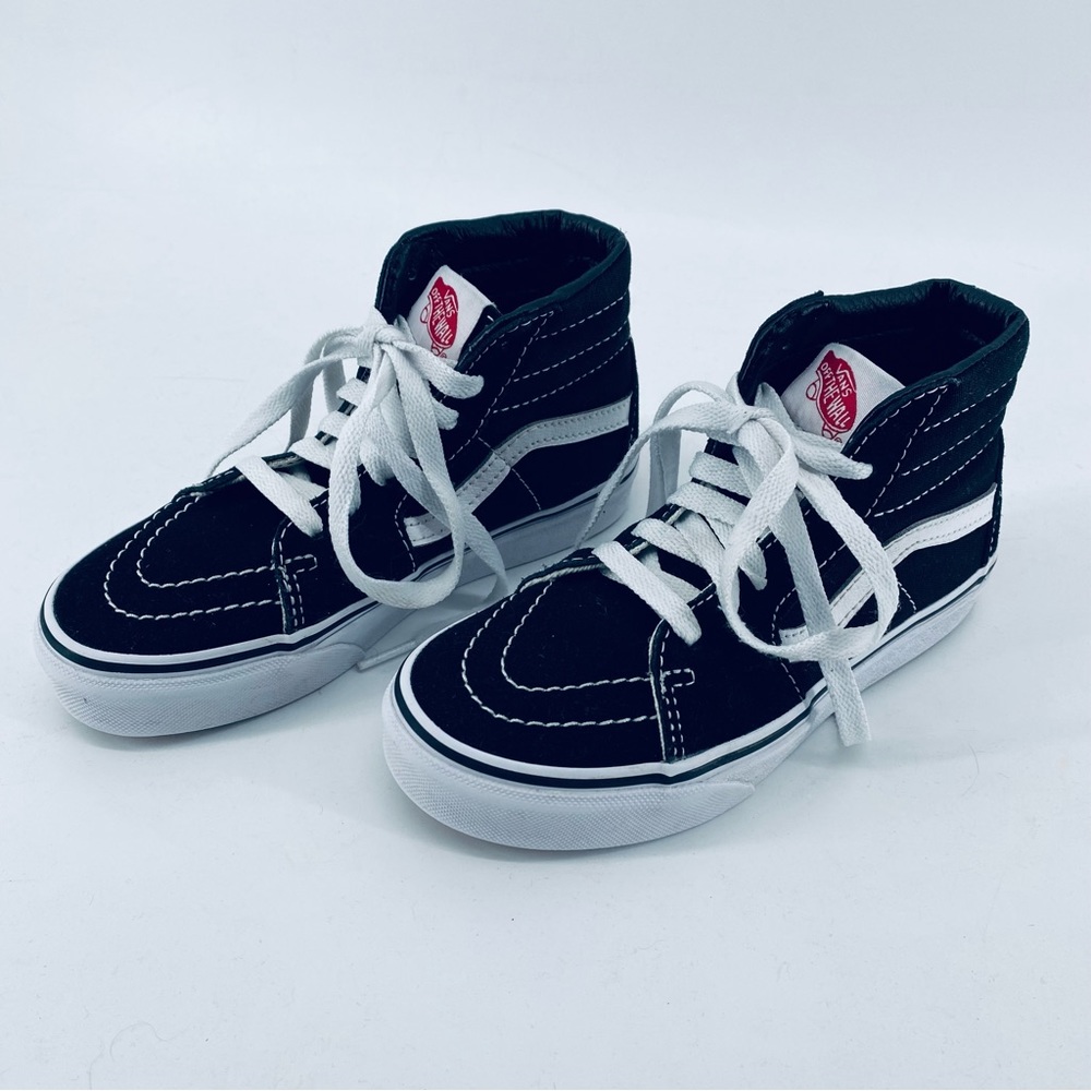 Vans Off The Wall 721356 Sk8-Hi Black & White Suede Canvas High Top Size Kids 13